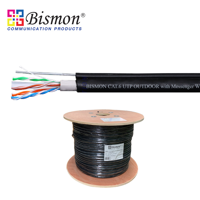 UTP-Cat6-600MHz-cable-outdoor-double-jacket-with-messemger-ใช้ภายนอกอาคาร-305M-Reel